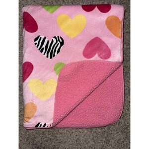 Garanimals Plush Baby Blanket Zebra Print Hearts Girl Pink‎ Sherpa Security